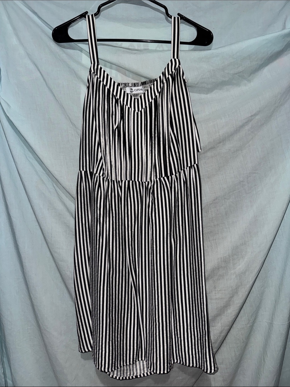 Cupshe Black & White Striped Backless Tiered Sundress